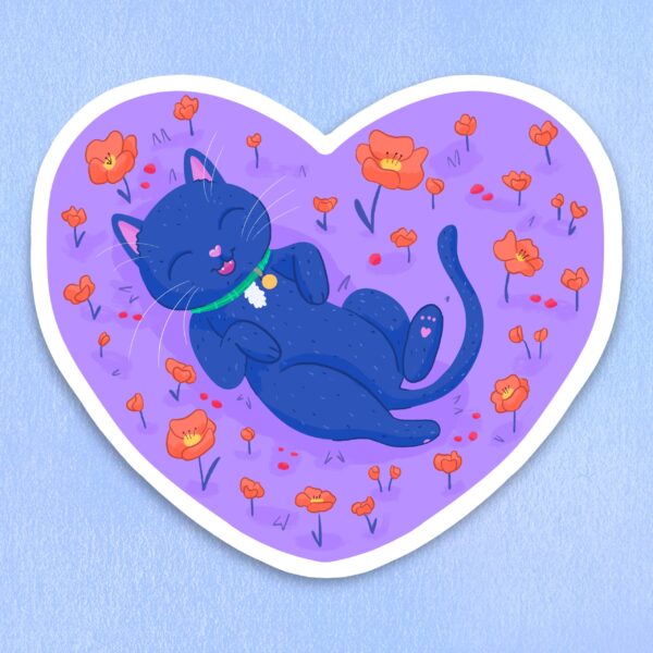 Black Cat Heart Vinyl Sticker