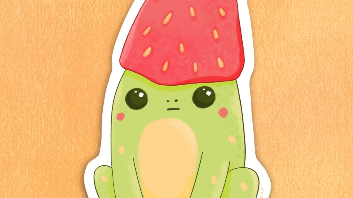 Strawberry Frog Vinyl Sticker