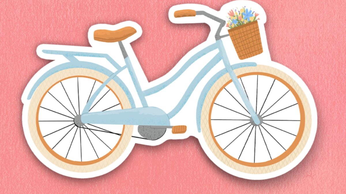 Floral Basket Bicycle Vinyl Sticker