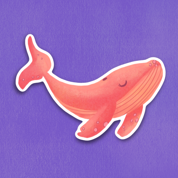Pink Whale Vinyl Sticker