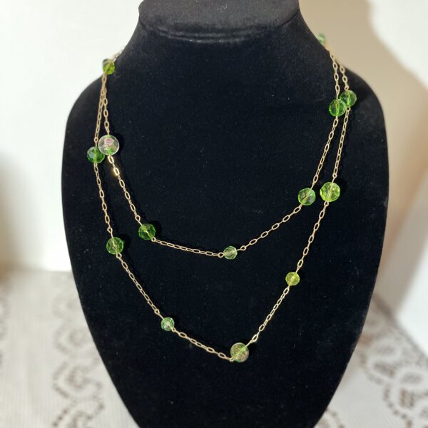 1 of 1 44",  glass, golden metal alloy chain